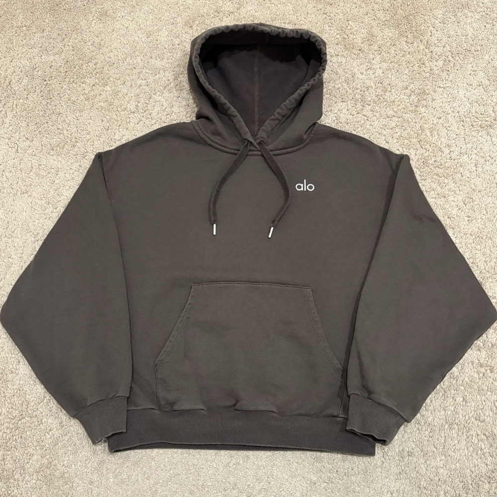Alo Yoga Accolade Hoodie Women's Small Espresso Brown French Terry Pullover Gym